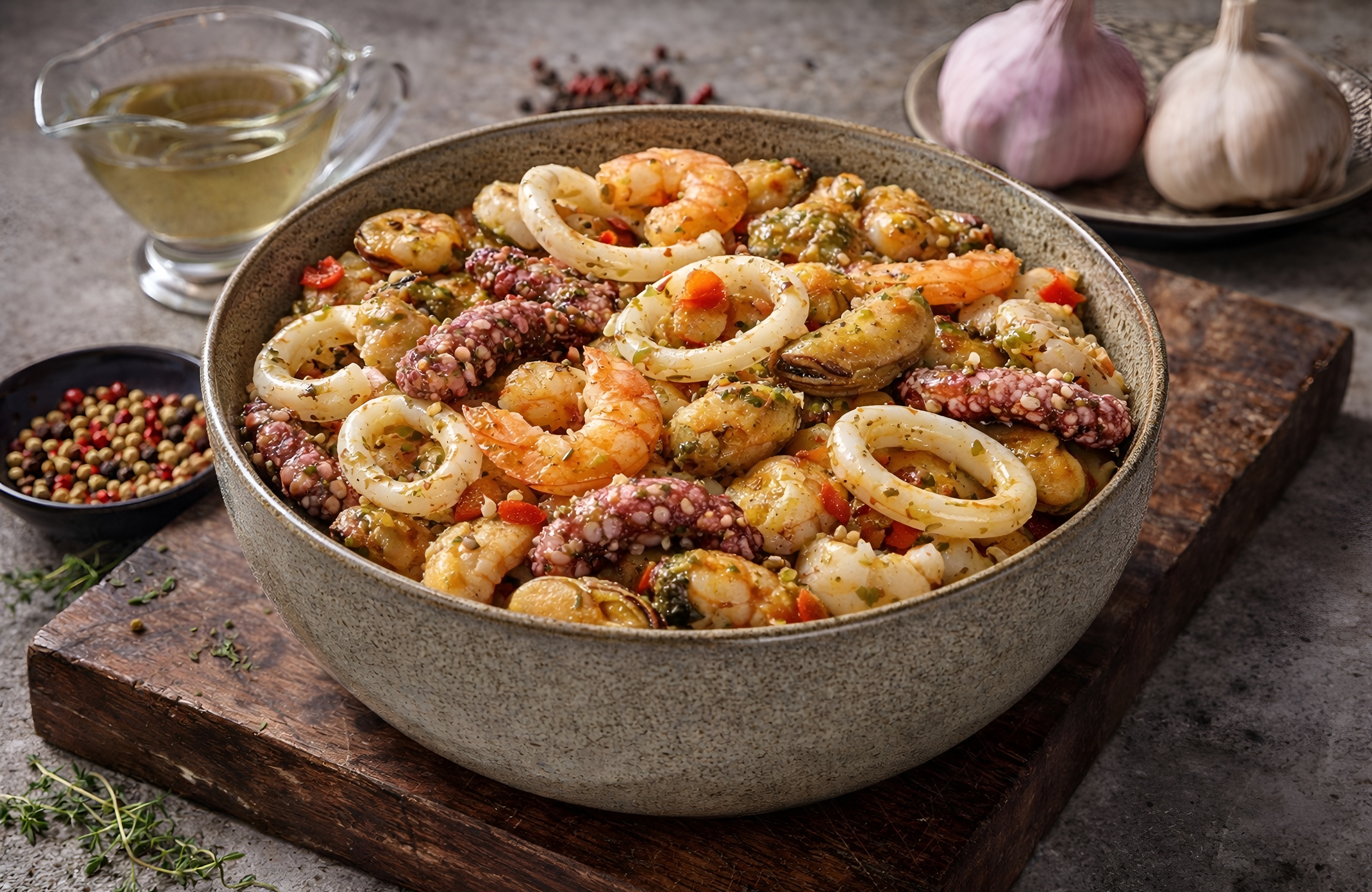 Коктейль морской в чесночном масле "Дары моря"