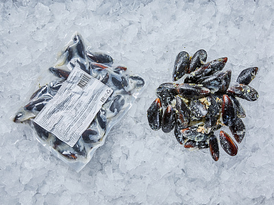 Мидии в раковине в сливочно- чесночном соусе 500гр